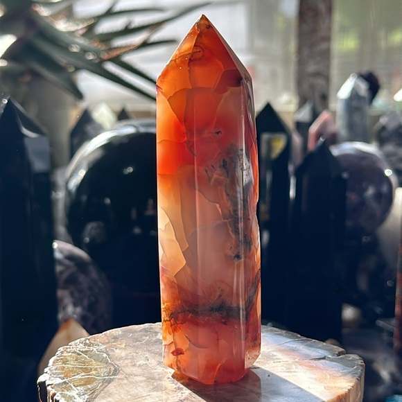 Carnelian Crystal Tower With Druzy! - Picture 4 of 7